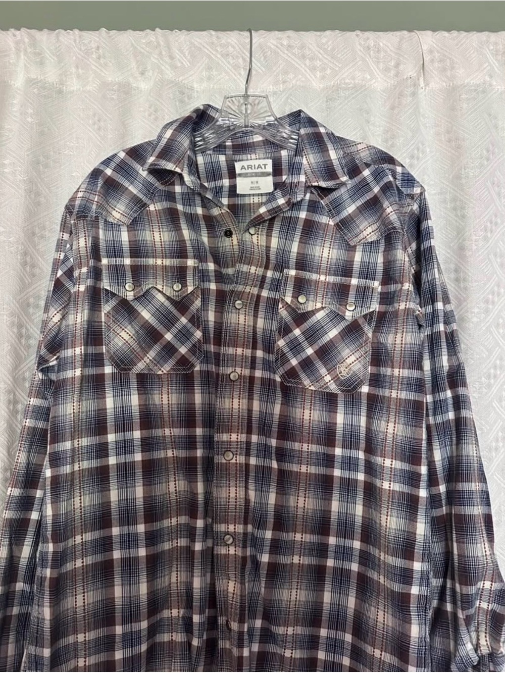 Ariat Men's Blue & Brown Plaid Western Button-Down Shirt